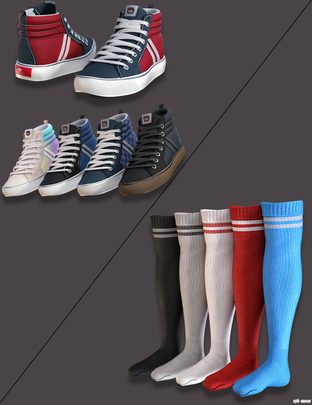 AJC Pro Skate Sneakers and Socks for Genesis 8 and 8.1 Females.jpg