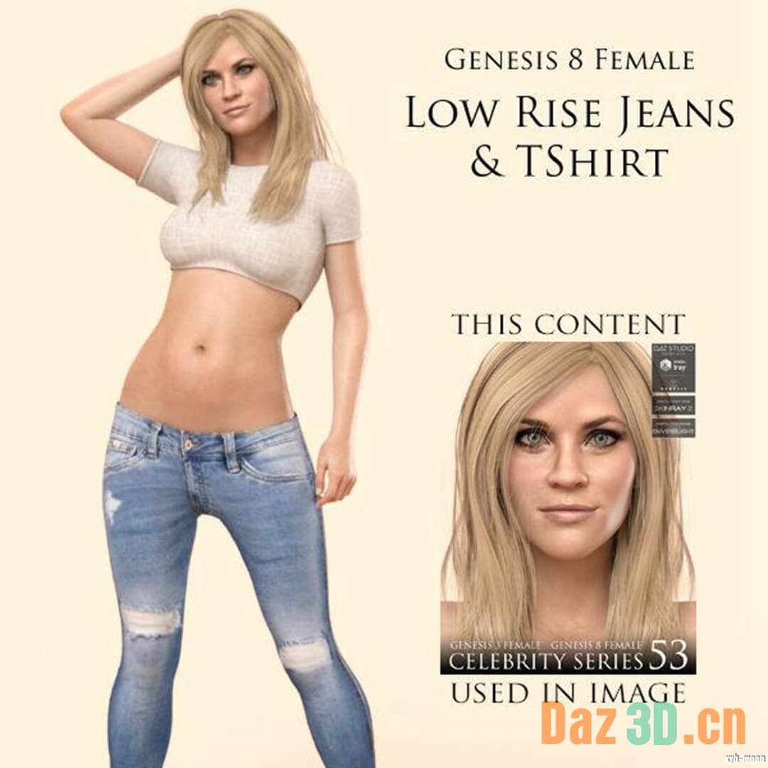 Lowrise Jeans And T-Shirt For Genesis 8 Female-低腰牛仔裤和恤为创世纪8女性72.jpg